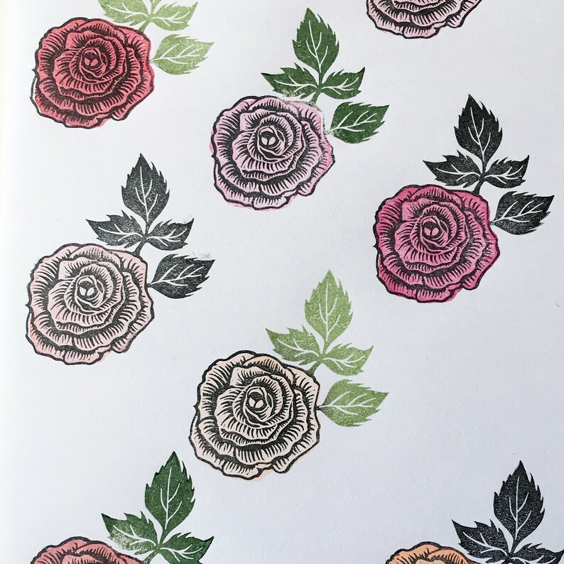 Rose Rubber Stamp Hand Carved Rubber Stamp of a Rose Flower Etsy