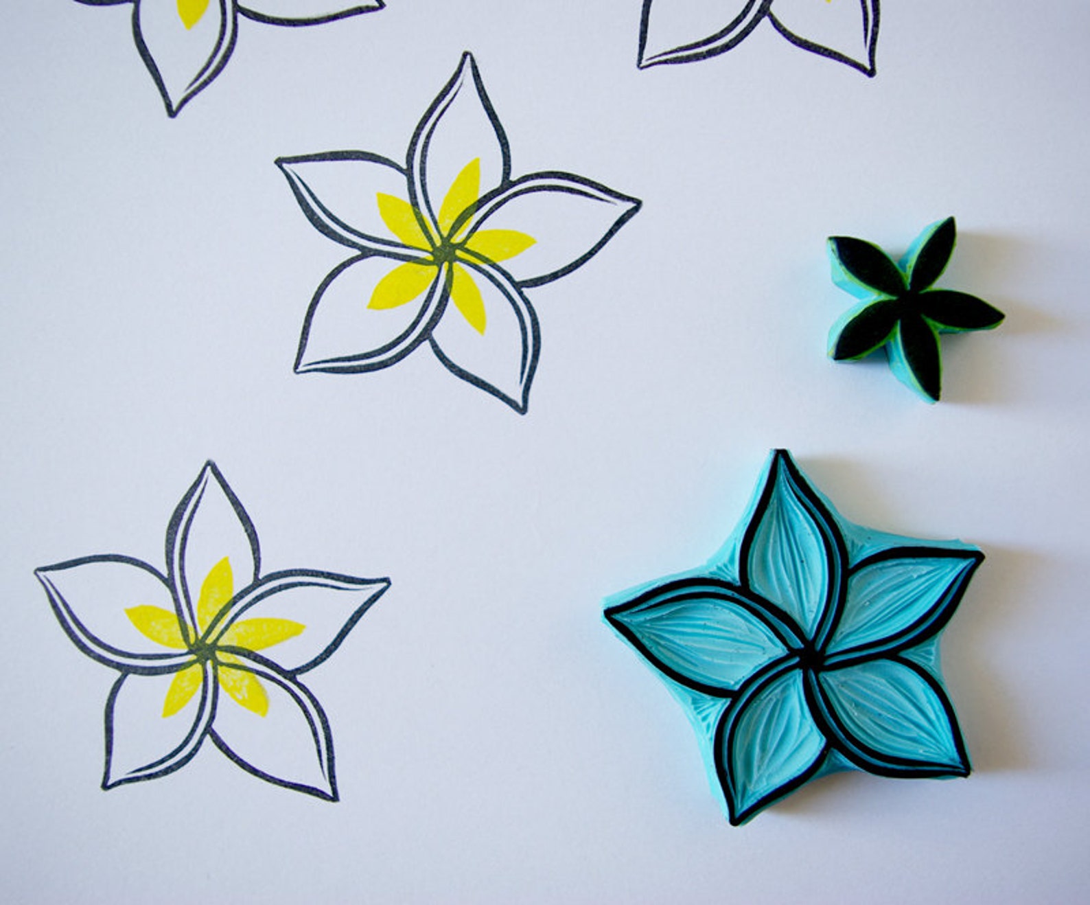 Plumeria flower rubber stamp hand carved scrapbooking Etsy