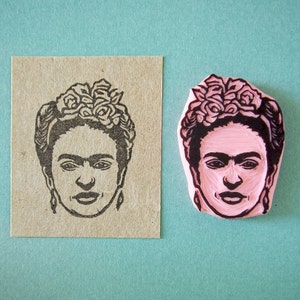 Frida Portrait Stamp, Mexican Decor, Hand Carved Stamp, Frida Kahlo Fan Gift image 3