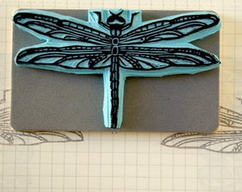 Dragonfly stamp - hand carved stamp - insect stamp - dragonfly - rubber stamp - nature stamp