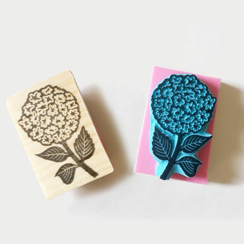 Hydrangea flower stamp wedding rubber stamp floral invitation decor Hortensia plant image 2