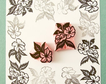 Tropical flowers rubber stamps, flowers, hand carved stamps, floral decor, flower rubber stamp, wedding flowers