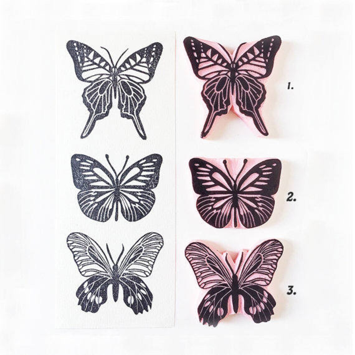 Butterfly Stamps Hand Carved Rubber Stamps Boho Wedding Etsy