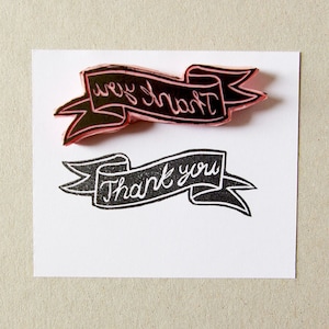 Bedankt-stempel, schoolborddecor, doe-het-zelf, bedankkaarten bruiloft, bedankbanner, met de hand gesneden
