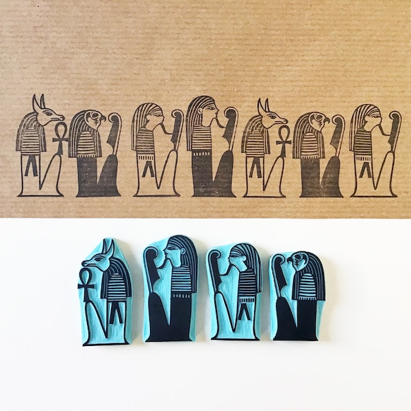 Egyptian Rubber Stamps from the Book of the Dead, Hand Carved Stamps by Cassastamps