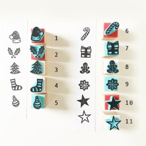 Christmas Rubber Stamps, Assortment of Christmas Stamp, Christmas card diy