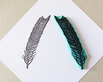 Feather rubber stamp, hand carved,  wedding decor, wedding invitation, feather, stamp, made in spain