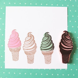 Eis Stempel, handgeschnitzt, süßer Stempel, Sommer Dekor, Swirl Eistüte