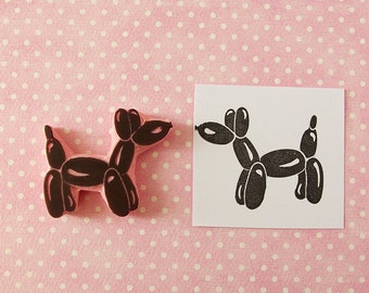 Balloon dog rubber stamp - hand carved stamp - mounted stamp - party invitation - DIY