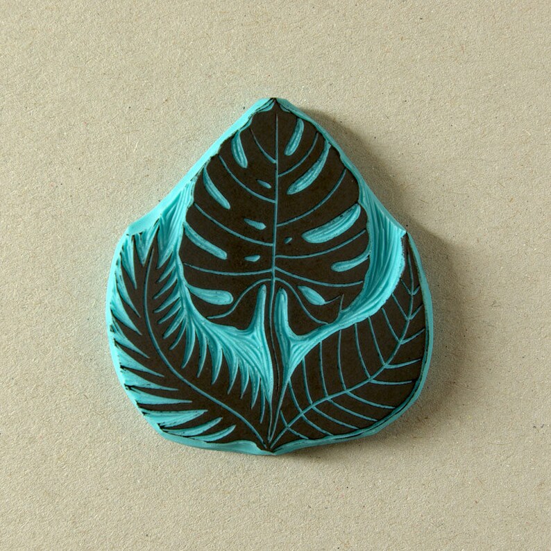 Tropical leaves rubber stamps tropical decor stamps Etsy
