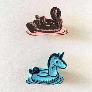 Unicorn pool float, rubber stamp, hand carved stamp, unicorn love image 6
