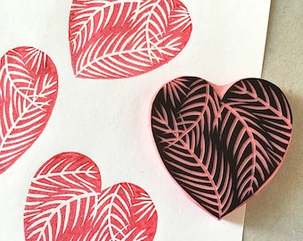 Heart rubber stamp with palm trees for a tropical love, valentines day idea