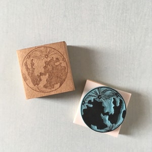 Moon rubber stamp hand carved, dinner invitations, greeting cards, New Year's eve. image 2