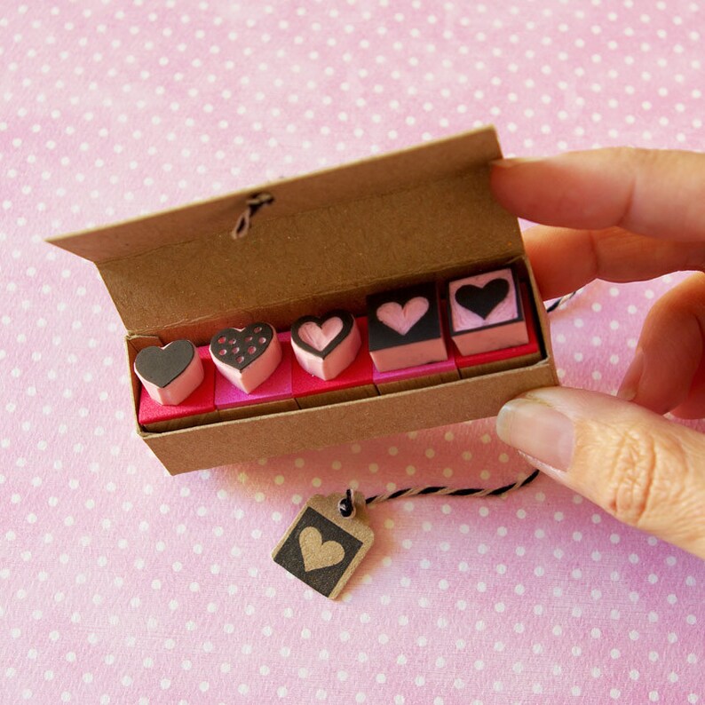 Heart Rubber Stamps Set of 5 Mini Stamps Wedding Decor Etsy