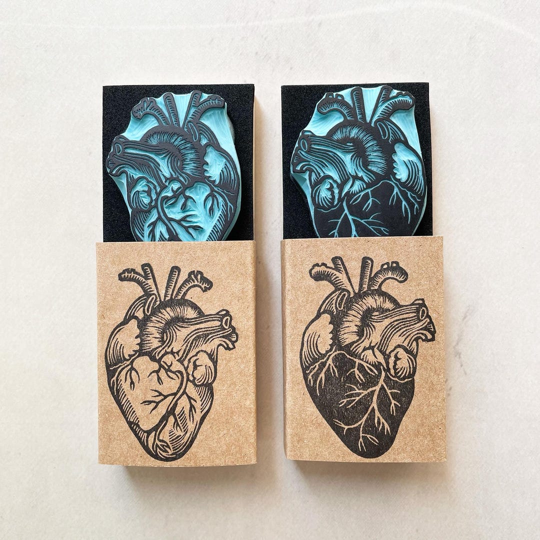 Buy Hand Carved Anatomy Heart Rubber Stamp - Human Heart Cassastamps Online  in India - Etsy, image size:1080x1080