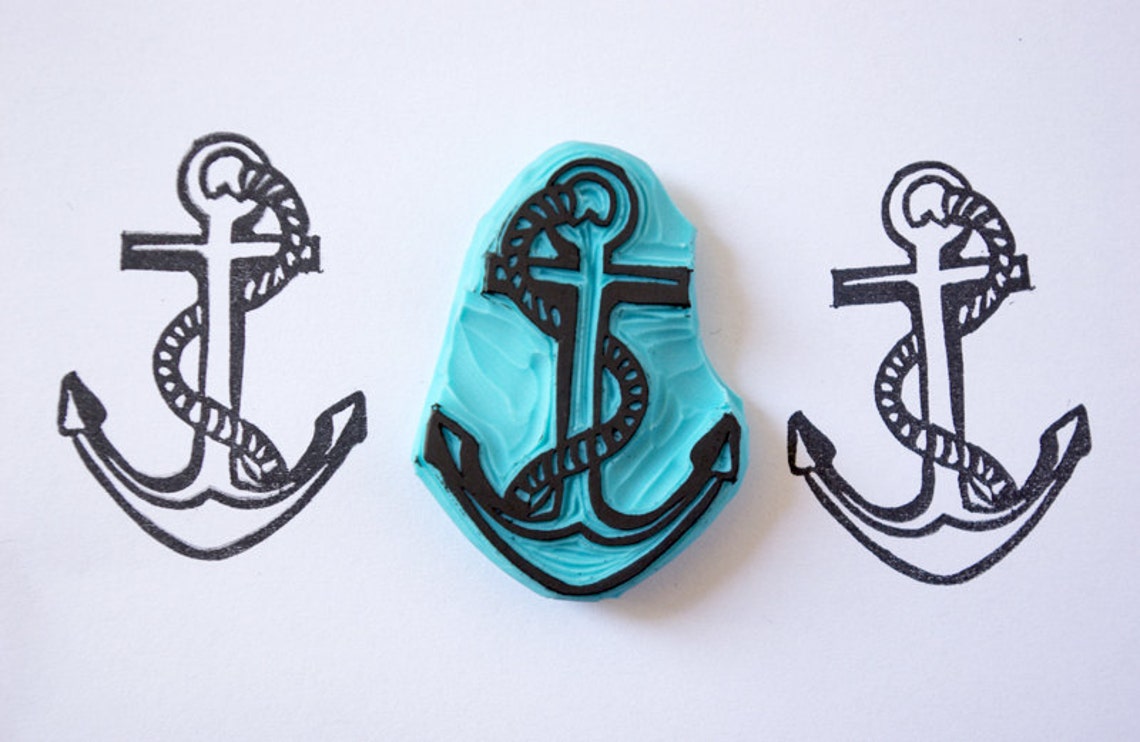 Anchor Rubber Stamp Nautical Theme Summer Decor Hand Etsy