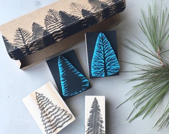 Pine Tree Rubber Stamp for card making, Pine tree Silhouette for Christmas decoration