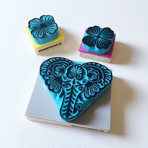 Timbro in gomma elefante, timbro intagliato a mano, elefante, tailandese, timbro elefante tailandese, fiori, fiori tailandesi, arredamento balinese, stile orientale