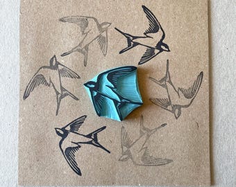 Swallow bird hand carved rubber stamp