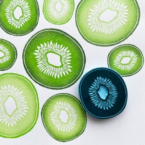 Timbro in gomma Kiwi, intagliato a mano, timbro agrumi