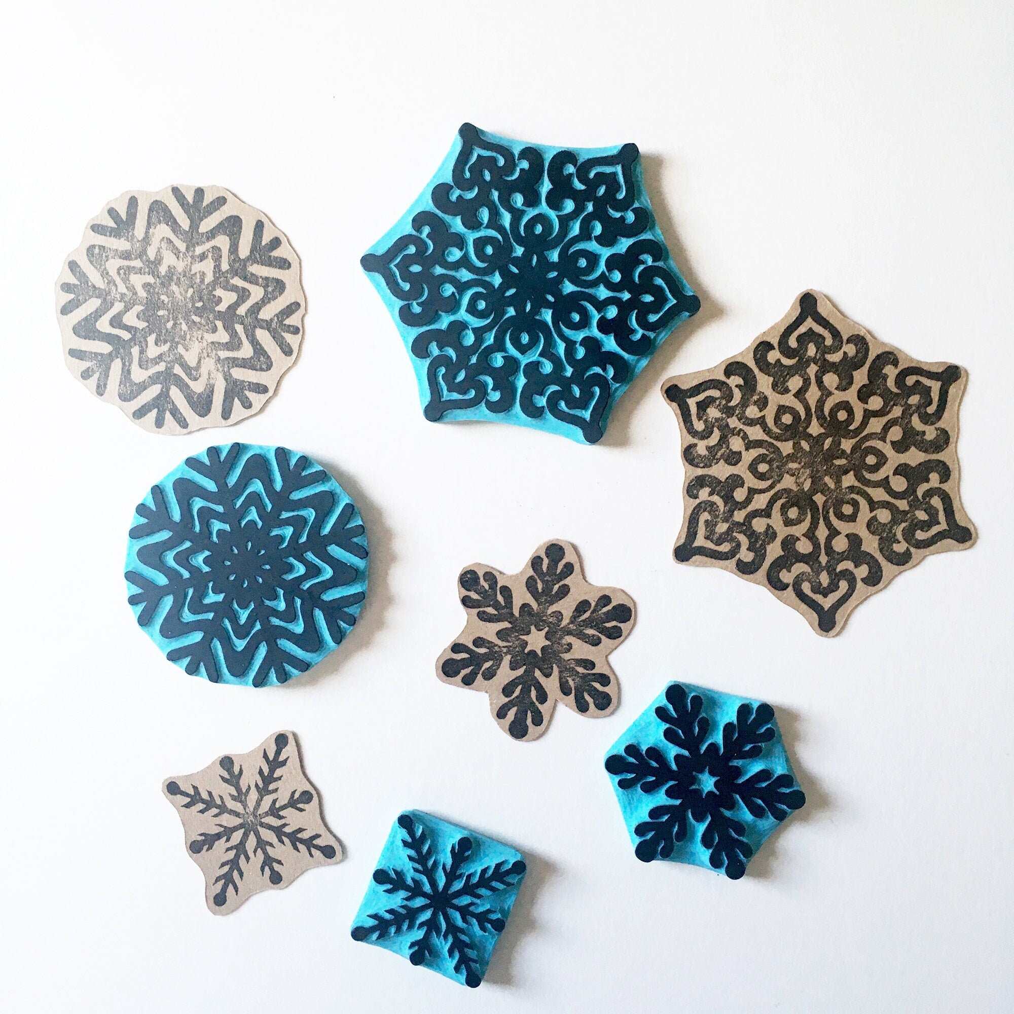 Snowflake rubber stamps Christmas stamps Christmas rubber Etsy