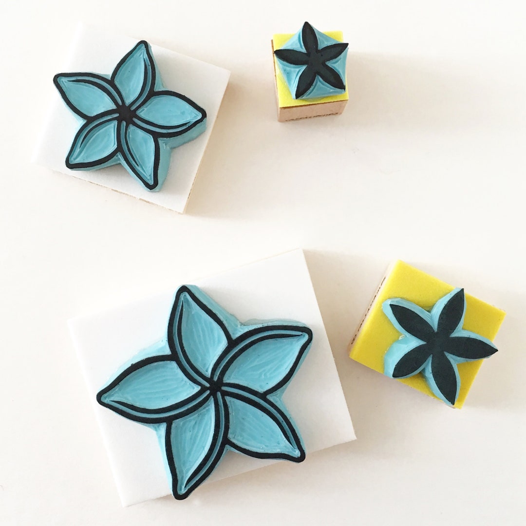 Plumeria Flower Rubber Stamp, Hand Carved, Scrapbooking Supply, Wedding