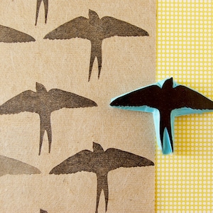 Swallow bird silhouette, rubber stamp, hand carved stamp, bird stamp, Stamping