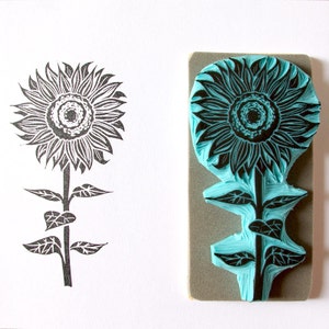 Timbro in gomma girasole - timbro intagliato a mano - decorazione estiva, girasole, decorazione per matrimonio