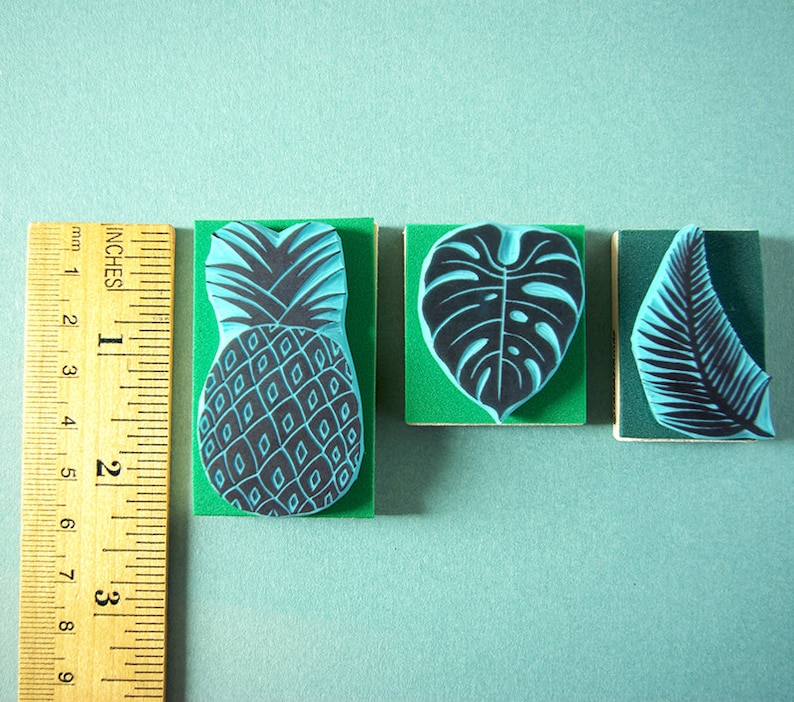 Tropical Rubber Stamps set of 3 rubber stamps hand carved Etsy