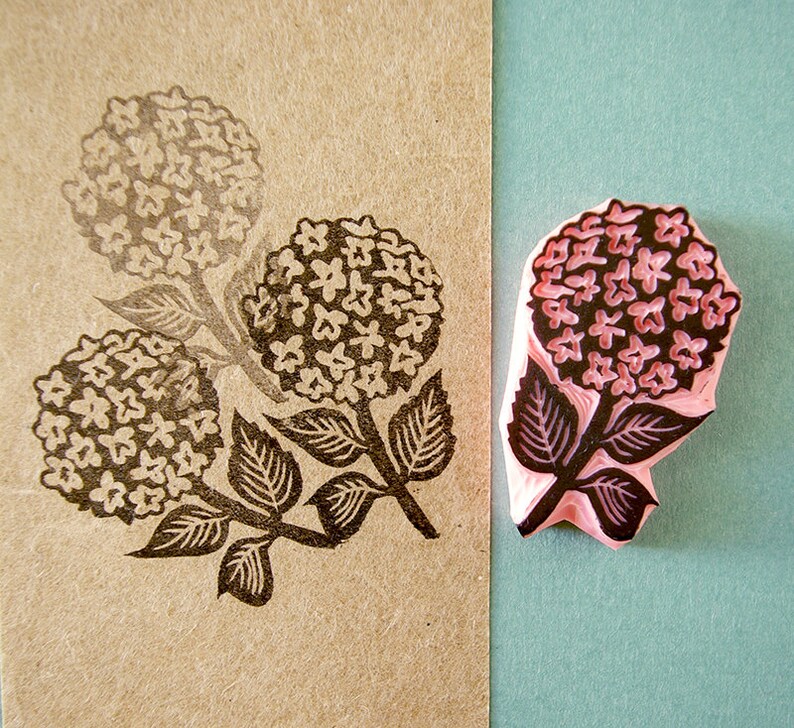 Hydrangea flower stamp wedding rubber stamp floral invitation decor Hortensia plant image 3