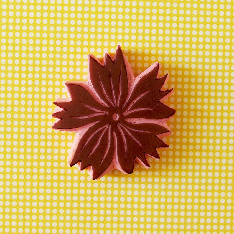 DIY hand carved spring stamp flower decor Rubber stamp of a wild flower