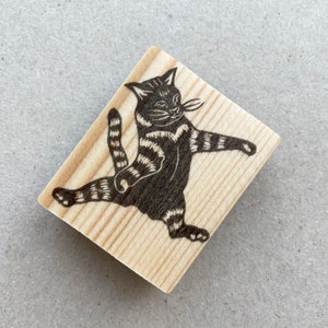 Cat rubber stamp, flying cat hand carved rubber stamp for cat lovers gift, pet stamp image 6