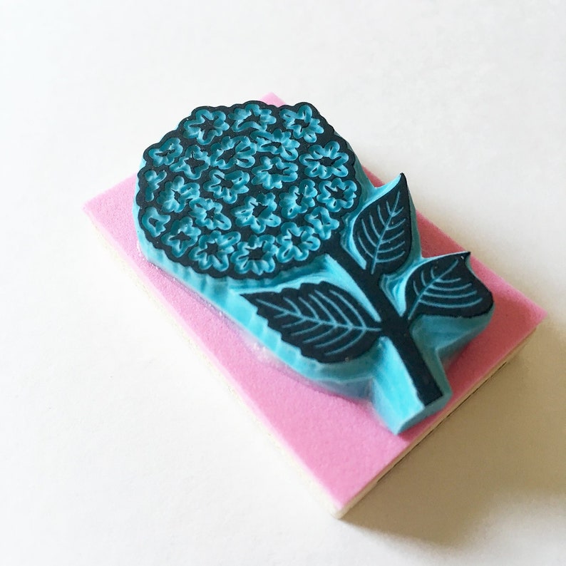 Hydrangea flower stamp wedding rubber stamp floral invitation decor Hortensia plant image 1