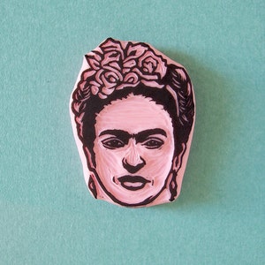Frida Portrait Stamp, Mexican Decor, Hand Carved Stamp, Frida Kahlo Fan Gift image 2