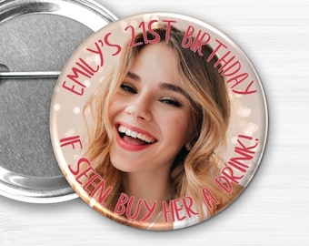 Personalized Photo Birthday Party Pins, It's My Birthday Party Favors, Custom Birthday Party Buttons, Happy Birthday Picture Buttons