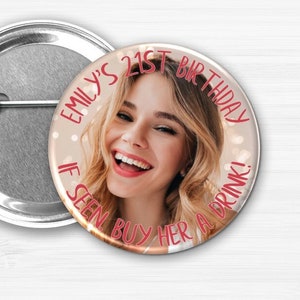 Personalized Birthday Party Pins, It's My Birthday Party Favors, Custom Birthday Party Buttons, Happy Birthday Photo Buttons, 2.25" Option