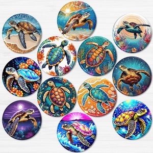 12 Sea Turtle Pinback Buttons, Save the Turtle Pins, Tropical Luau Party Favors, Turtle Birthday Party Theme Pins, Sea Turtle Badges BB2160A