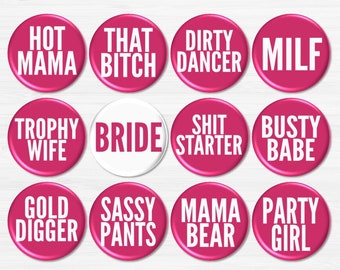 Bachelorette Party Buttons, Funny Bachelorette Party Pins, Pink Bachelorette Party, Bridal Party Favors, Bachelorette Party Favors - BB2785
