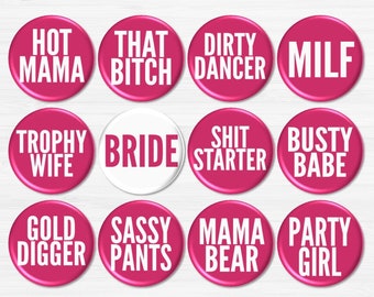 Bachelorette Party Buttons, Funny Bachelorette Party Pins, Pink Bachelorette Party, Bridal Party Favors, Bachelorette Party Favors - BB2785