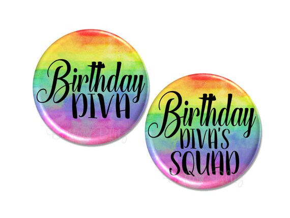 Birthday Diva Party Favors Birthday Crew Pins Birthday Party Etsy