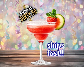 Personalized 30th Birthday Drinking Party Favors, Drink Straws, Customized Name for Surprise Birthday Celebration