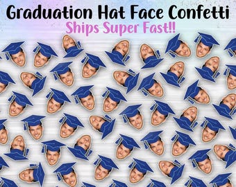 Graduation Face Confetti, Fun Custom Photo Confetti, Face Table Confetti, High School Graduation Celebration Decor, Grad Cap Party Decor
