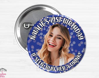 Personalized Photo Birthday Party Pins, It's My Birthday Party Favors, Custom Birthday Party Buttons, Happy Birthday Picture Buttons