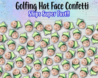 Personalized Golf Hat Face Confetti, Fun Custom Photo Confetti, Face Table Confetti, Hole in One Baby's 1st Birthday Celebration Decor