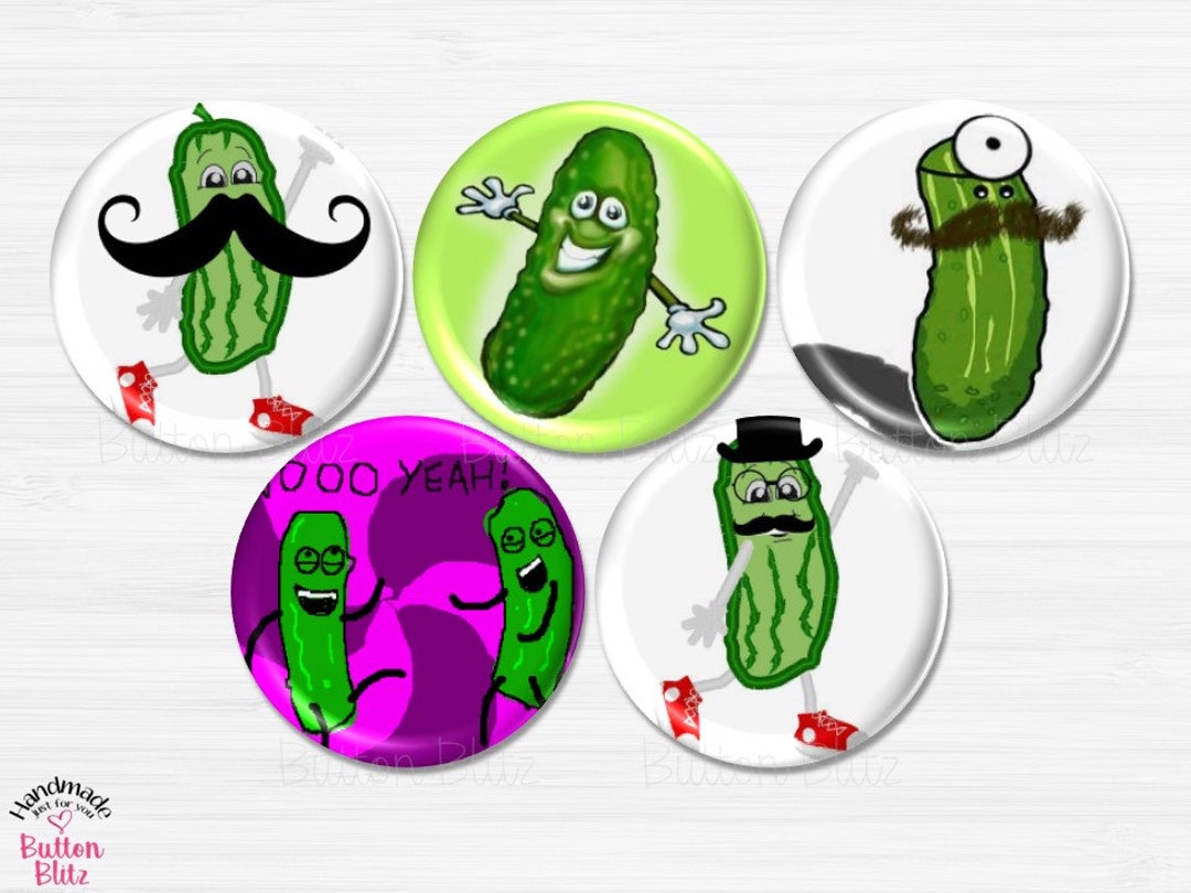 5 Pickle Party Buttons, Fun Pickle Party Favors, Pickle Theme Birthday