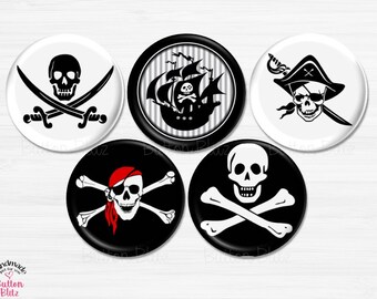 Pirate Party Buttons, Pirate Birthday Pins, Pirate Birthday Party, Pirate Party Theme, Pirate Party Favors, Halloween Party Favors  BB2049