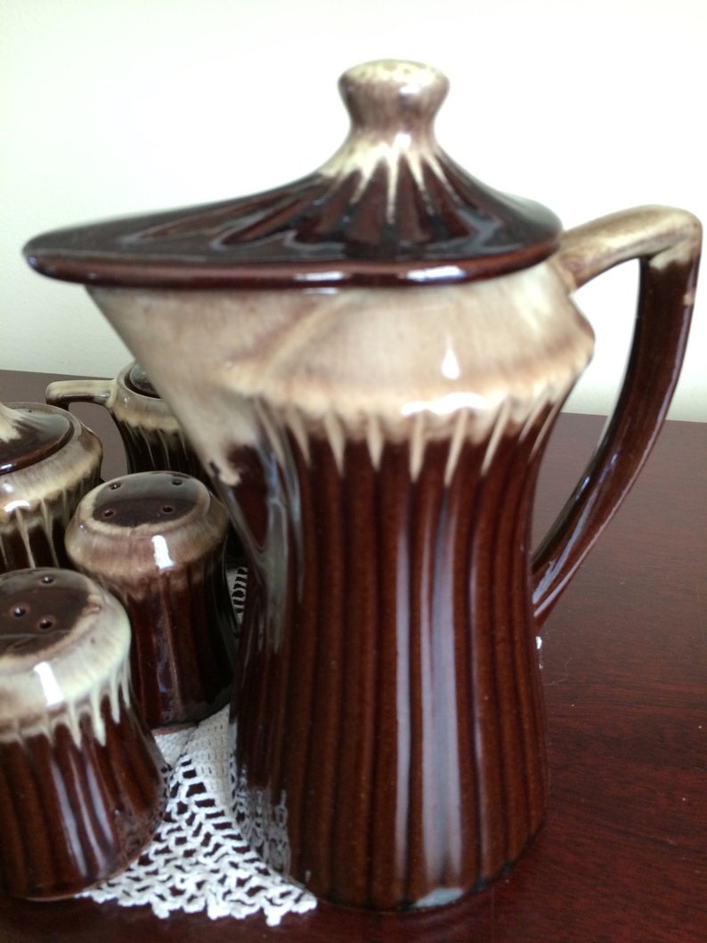 Vintage Brown Dipped Tea Set Made in Japan Teapot Set Brown Etsy