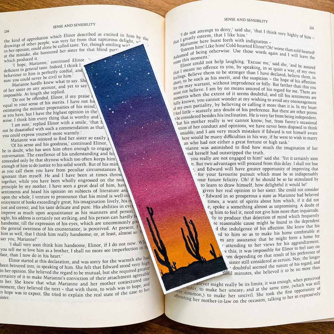 Desert Cactus Sunset Bookmark 2x7, Original Watercolor Art Painting, Free  Shipping, Gifts for Readers Teachers Family Friends Bookworm 