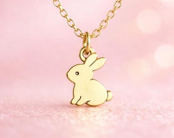 Collana a forma di coniglio in argento sterling placcato oro - Bunny Jewelry