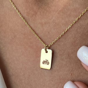 14K Gold Plated Motorcycle Necklace: Sterling Silver Pendant